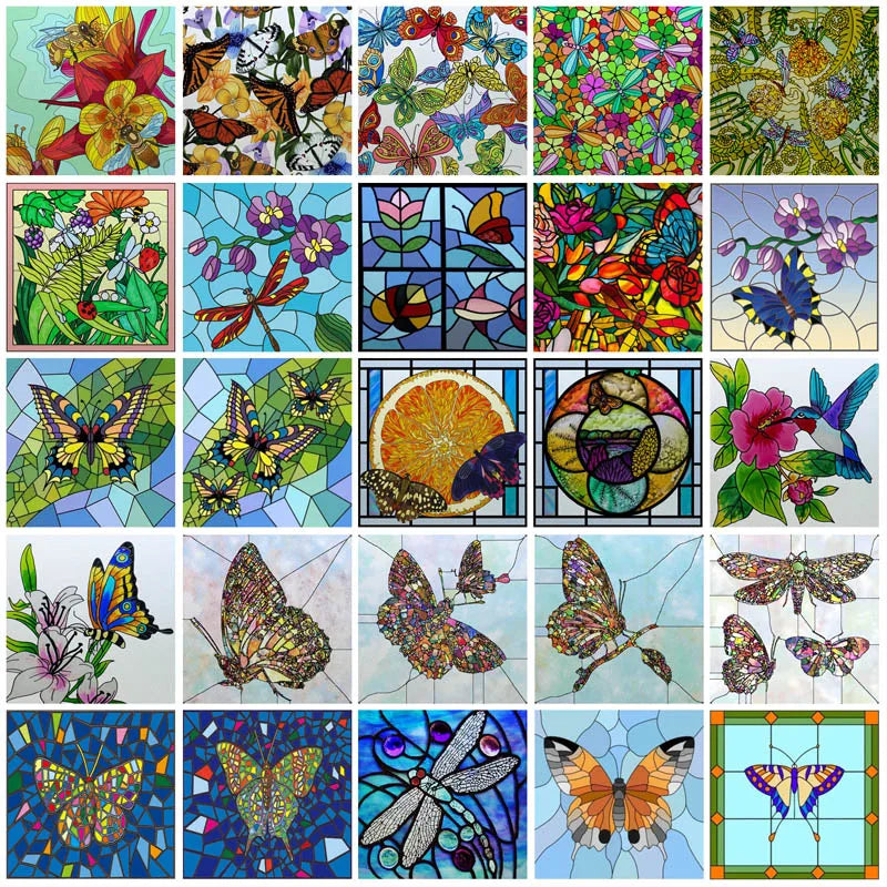 Window Film Frosted Stained Glass Films Static Cling Privacy Films Door Sticker Butterfly Kitchen Office Home Decor Customized
