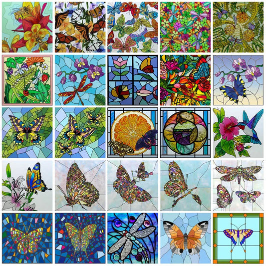 Window Film Frosted Stained Glass Films Static Cling Privacy Films Door Sticker Butterfly Kitchen Office Home Decor Customized
