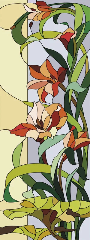 Custom size Stained Glass Films,Flower, Fruit,Tree,Leaf,Bird,Fish Painting Stickers For Bathroom Bedroom Door Office Home Decor