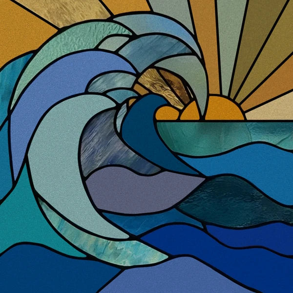 European Church Mosaic Stained Glass Films,Window Stickers Static Cling,Sun, Mosaic, Custom made to fit any Window Size or Shape