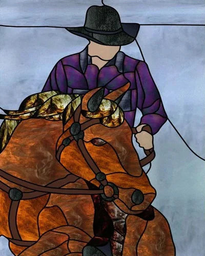 Custom size Stained Glass Window Film Retro Painted Horse Deer, Frosted Static Cling Art Colored Glass Films,Glass Sticker