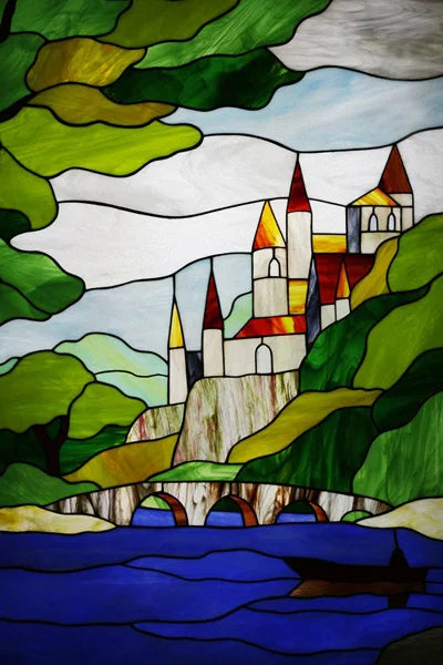 Custom Stained Glass Films Window Film Frosted Sticker Castle For Kitchen Bathroom Door Church Poster Home Decor