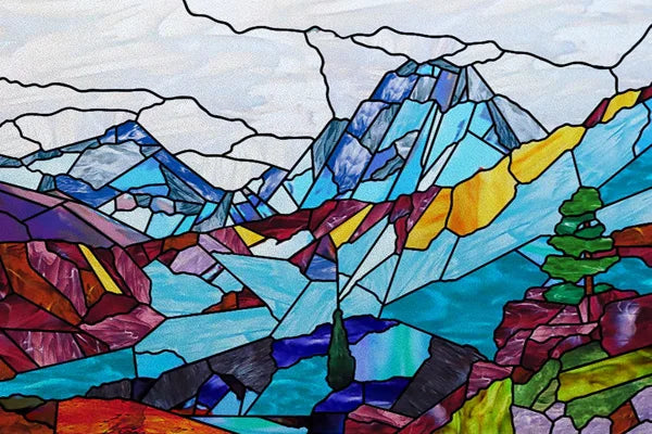 Window Film Stained Glass Stickers,Custom size Static Cling Frosted,Flower Bird Tree Print For Transom Window Glass Home Decor