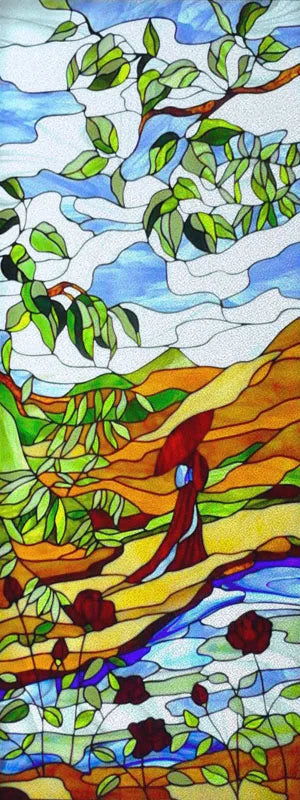 Custom size Stained Glass Films,Flower, Fruit,Tree,Leaf,Bird,Fish Painting Stickers For Bathroom Bedroom Door Office Home Decor