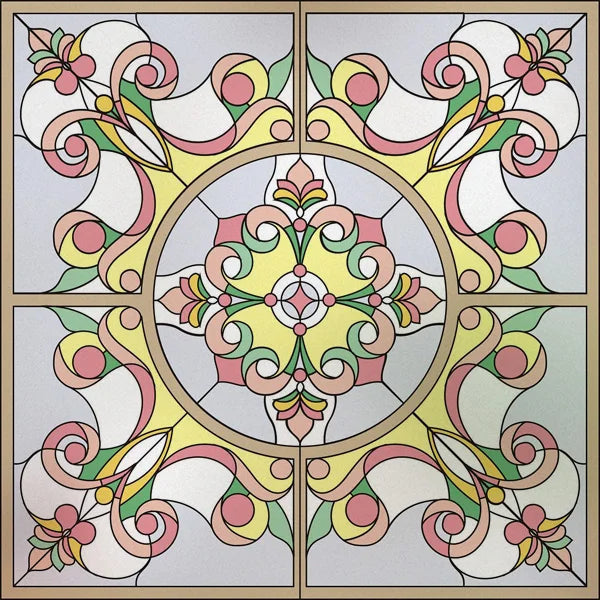 Stained Glass Window Film, Square Window Sticker, Privacy Frosted Static Cling, Home Decal, Door, Office, Custom Size
