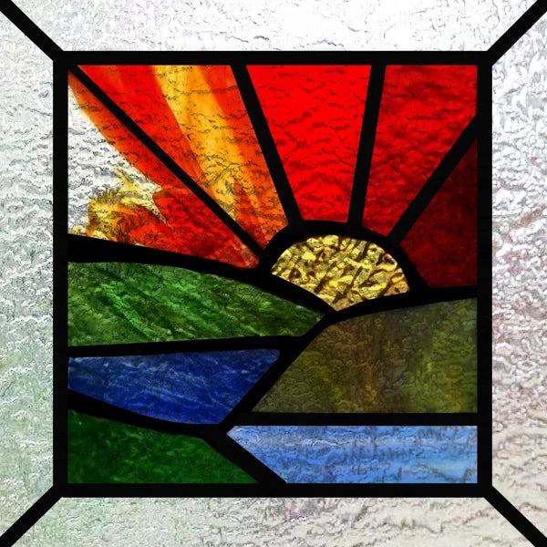 European Church Mosaic Stained Glass Films,Window Stickers Static Cling,Sun, Mosaic, Custom made to fit any Window Size or Shape