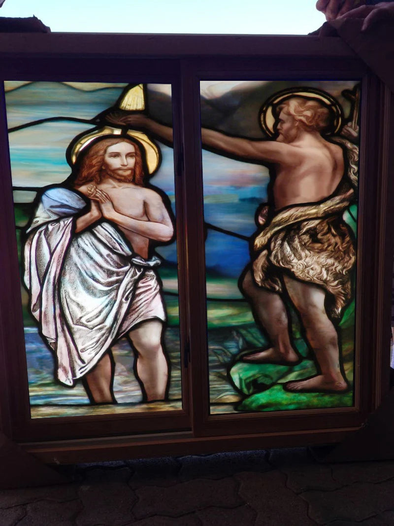 Customized Window Film Glass films Self-Adhesive Frosted Stained Stickers Crucifixion of Jesus/Christ God and the Virgin Mary