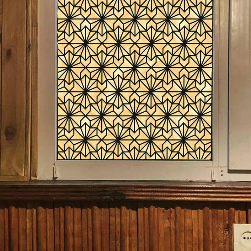 Frosted Stained Glass Window Film, Customized Art Deco Design, Static Cling Door Sticker,Home Decor Foil, Treatment
