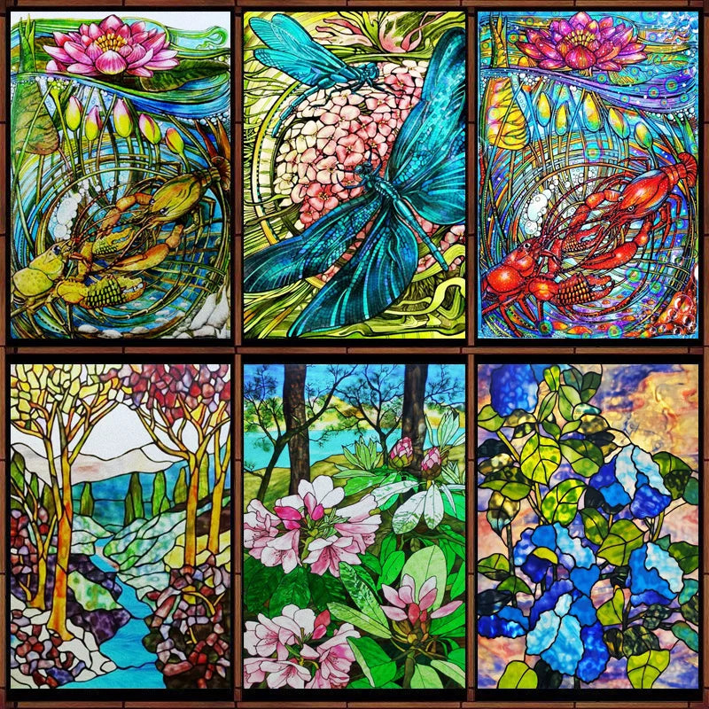 Custom Size Glass Window Film,Static Cling Frosted Opaque Glass Films,Stickers For Wardrobe Bathroom Kitchen Door,Tree Poster