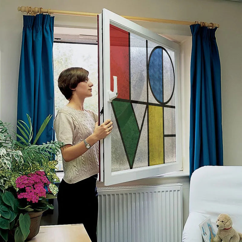 Window Film Frosted Stained Glass Films,Customized Art Design Mosaic Static Cling Sticker,Home Decor Foil Window Treatment