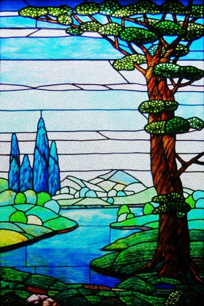 Frosted Stained Glass Window Film, Customized Tiffany Trees, Static Cling Sticker,Bathroom Door, Kitchen, Office, Home Decor