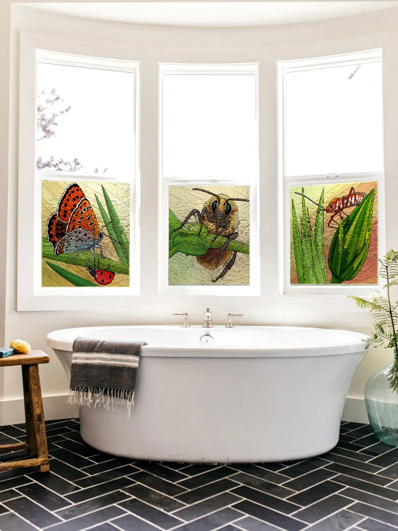 Window Film Frosted Stained Glass Films Customized,3D Frosted Static Cling Sticker,for Kitchen Garden Bedroom Door Home Decor