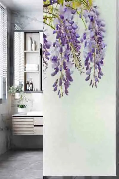 Custom Size Window Glass Films Privacy Film Static Cling Door Sticker Wisteria Pictures Shower Office Bedroom Kitchen Home Decor