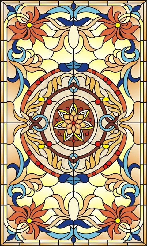 Window Film Victorian Stained Glass Films Customized  Church-style Static Cling Sticker Kitchen Bathroom Substitute for Home