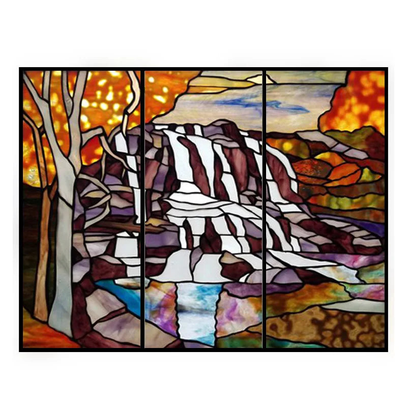 Glass Films Window Sticker Static Cling Frosted Home Decor Private Tint-Film For Door Window Cabinet Wardrobe Village Mountain