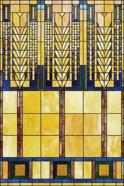 Frosted Stained Glass Window Film, Custom Size Privacy Static Cling, Prairie Style for Kitchen, Bathroom, Office, Skylight