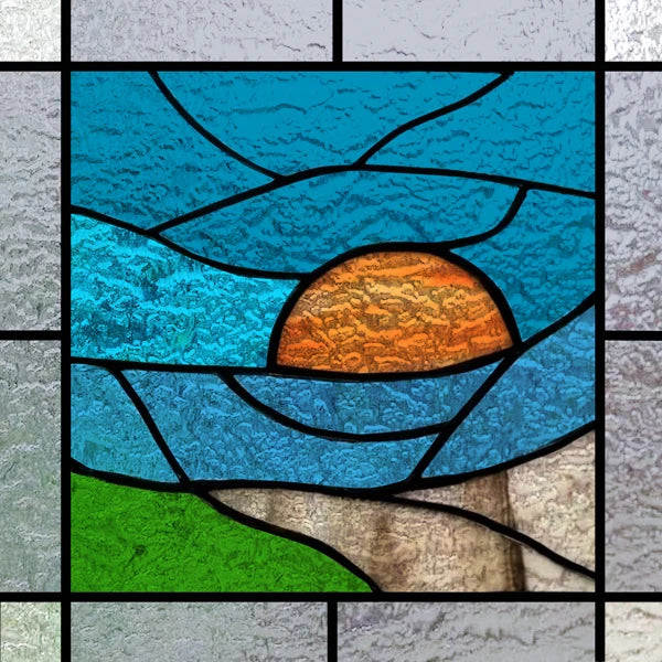 European Church Mosaic Stained Glass Films,Window Stickers Static Cling,Sun, Mosaic, Custom made to fit any Window Size or Shape