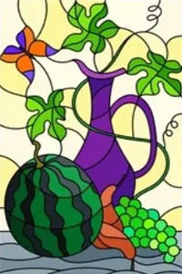 Custom Size Stained Glass Window Film Fruit Pattern Grape Mango Watermelon For Rectangular Shape Glass Office Door Home Decor