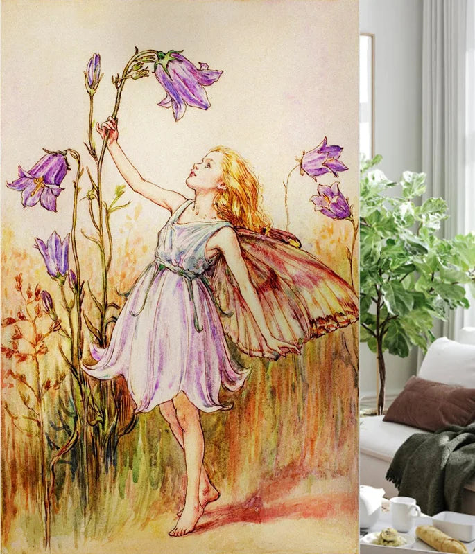 Custom Size Stained Glass Window Film, Flower Fairy Stickers, Static Cling for Kitchen, Bathroom, Bedroom, Door, Home Decor