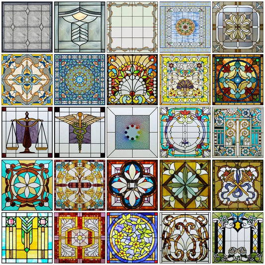 Window Film Frosted Stained Glass Films,Customized Church Design Static Cling Sticker,Home Decor Foil Window Treatment