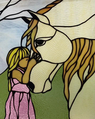 Custom size Stained Glass Window Film Retro Painted Horse Deer, Frosted Static Cling Art Colored Glass Films,Glass Sticker