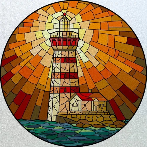 Customized Stained Glass Window Glass Films,Privacy Frosted Static Cling, Classic Pattern for Round Door, Home Decor