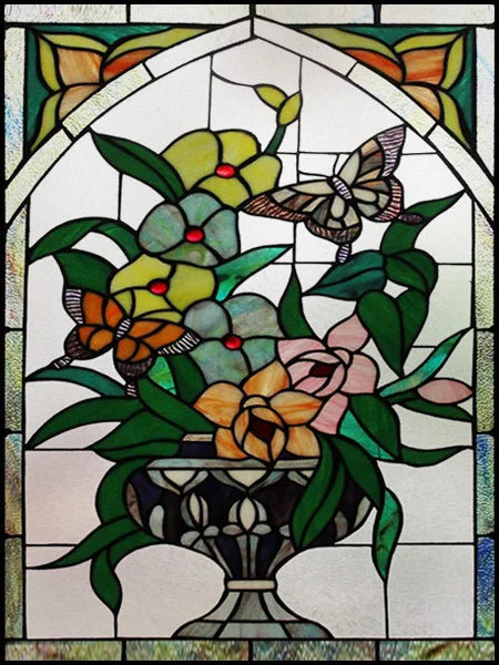 Frosted Stained Glass Window Film, Customized Art Design, Flower Rose, Static Cling Sticker,Home Decor Foil, Treatment