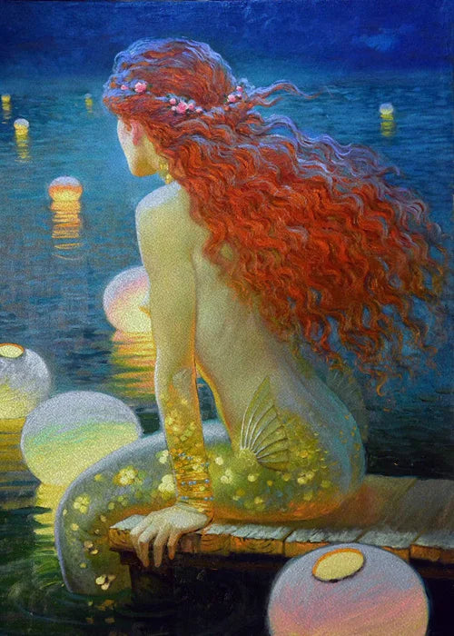 Custom Size Window Stained Glass Films,Mermaid with long hair Picture,Stickers For Bathroom Bedroom Door Office Home Decor