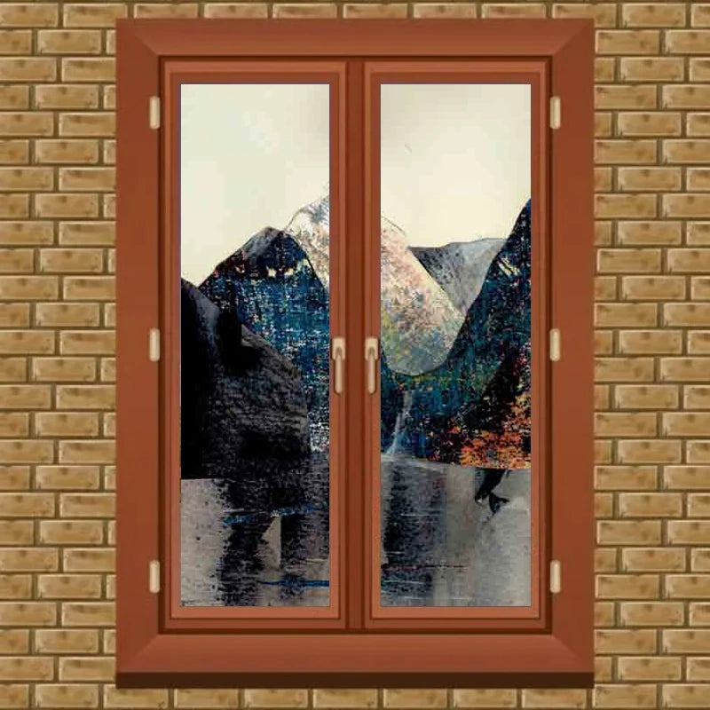 Frosted Stained Glass Window Film, Customized,Scenery,Tree,Waterfall,Static Cling Sticker,Home Decor