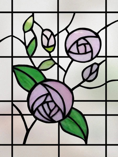 Window Film Stained Glass Films Frosted Static Cling Light-transparent Opaque Privacy Glass Sticker Home Decor Rose Flowers
