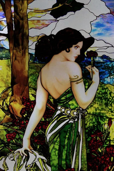 Custom Size Stained Glass Window Film, Church Sticker, Girl Angel Painting, Kitchen, Bathroom, Bedroom, Door, Home Decor