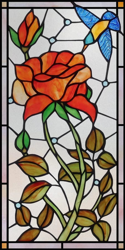 Custom Size Stained Glass Window Film Frosted Privacy Static Cling Retro Prairie Style Stickers Shower Kitchen Home Decor Flower