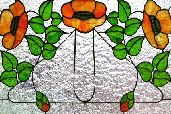 Window Film Stained Glass Stickers,Custom size Static Cling Frosted,Flower Bird Tree Print For Transom Window Glass Home Decor