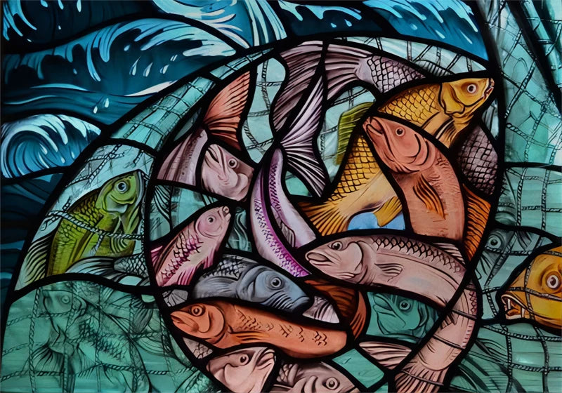 Landscape painting Stained Glass Films Transom/Windows Film Glass Sticker Static Cling Retro Vintage Style Custom Size