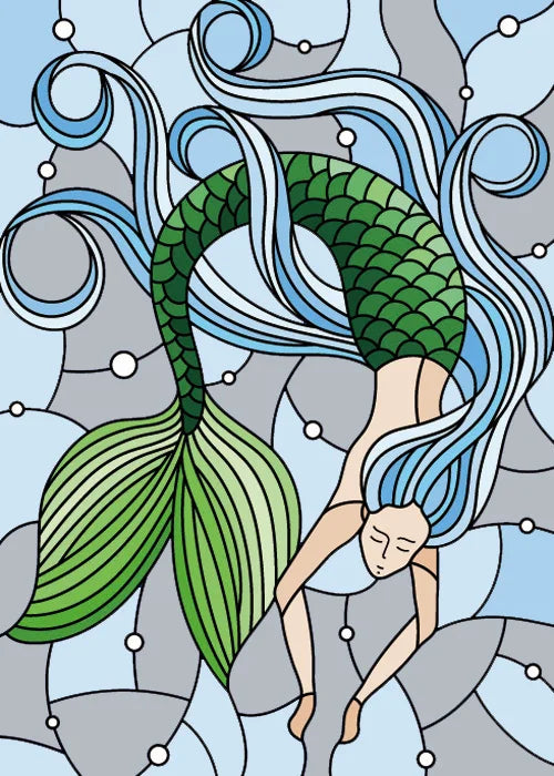 Custom Size Window Stained Glass Films,Mermaid with long hair Picture,Stickers For Bathroom Bedroom Door Office Home Decor