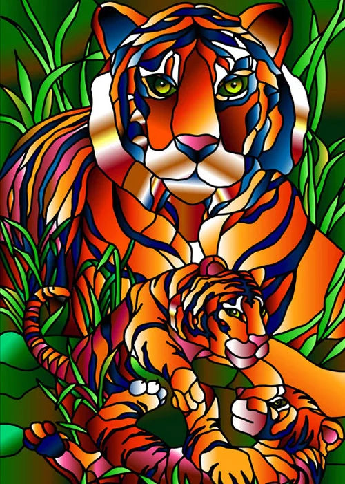 Custom Size Window Stained Glass Films,Cat,Bird,Peacock,Tiger,Fish,Animals Stickers For Bathroom Bedroom Door Office Home Decor