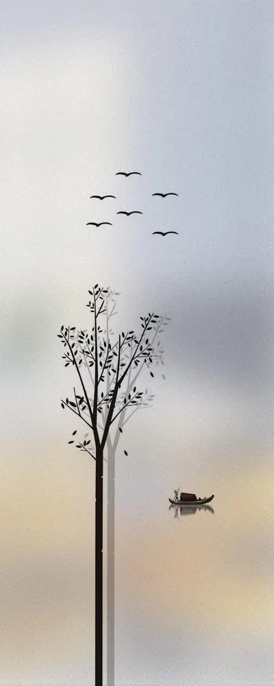 Custom Size Stained Glass Window Film,Frosted Privacy, Static Cling, Door Sticker,Kitchen and Bathroom, Tree Home Decor