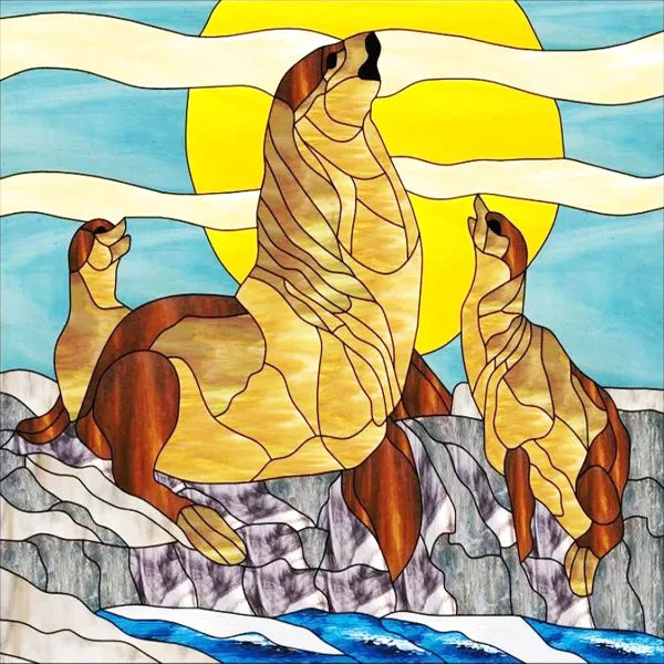 Custom Size Stained Glass Window Film Frosted Films, Animal Dog Cat Tiger Birds Static Cling,Window Covering for Home Office