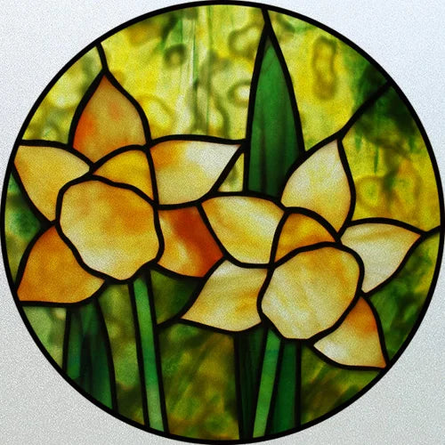 Customized Stained Glass Window Glass Films,Privacy Frosted Static Cling, Classic Pattern for Round Door, Home Decor