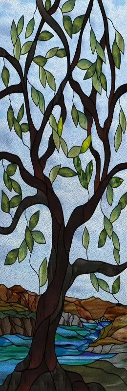 Custom size Window Film Stained Glass Films Frosted Privacy Retro European Tree Flower Colorful Door Sticker Shower Bathroom