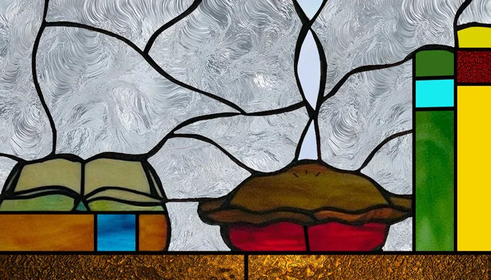 Custom Size 3D Matte Window Film, Stained Glass Decor, UV Window Sticker, Privacy Frosted Static Cling, Book Pattern for Glass