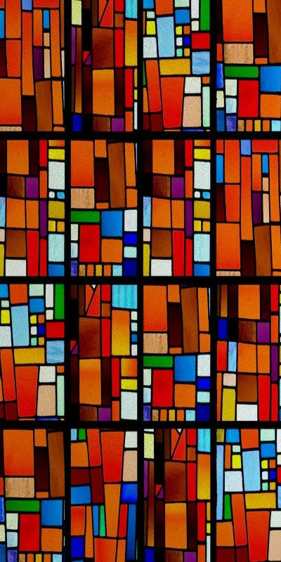 Frosted Stained Glass Window Film, Reusable Window Covering, Sun Catcher, Mosaic Rainbow Color, Privacy, Home-Decor