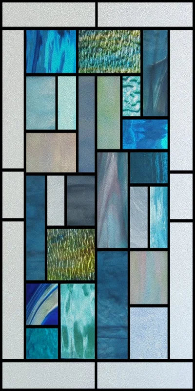 Frosted Stained Glass Window Film, Reusable Window Covering, Sun Catcher, Mosaic Rainbow Color, Privacy, Home-Decor