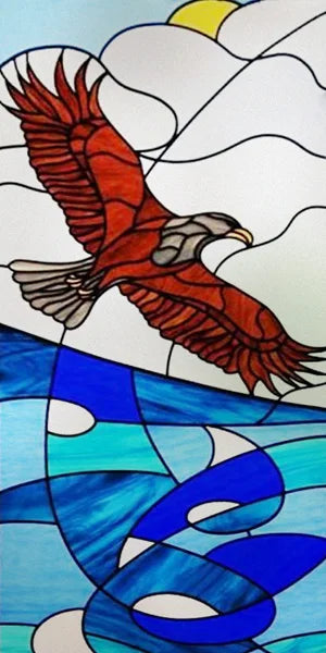 Custom Size Window Film, Stained Glass Stickers, Static Cling, Frosted Privacy Print, Sun,Sailboat,for Window Door, Home Decor