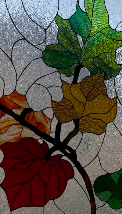 Window Film Stained Glass Films,Frosted Static Cling,Light-transparent Opaque Privacy Sticker,Home Decor,Ginkgo Leaf,Leaves