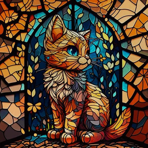 Custom size Window Film Stained Glass Films Frosted Privacy Static Cling Retro Dog Tiger Cat Sticker Bathroom Skylight Decor