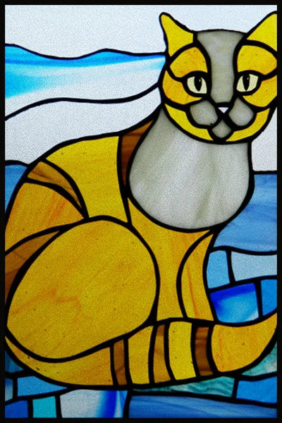 Customized Stained Glass Film Window Films Static Cling Frosted Sticker Japanese-Style Home Decor Cat  Cherry Blossom Poster