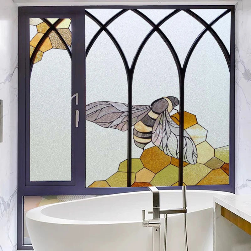 Stained Glass Window Film Frosted Glass Sticker,Custom made to fit any Window Size or Shape,Kitchen Bathroom Door Home Decor