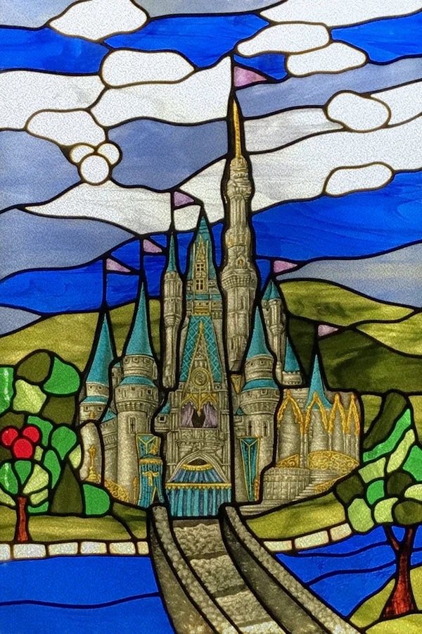 Custom size Stained Glass Films,Privacy Static Cling,Print Castle Lighthouse Sailboat Door Sticker,Office Home Decor