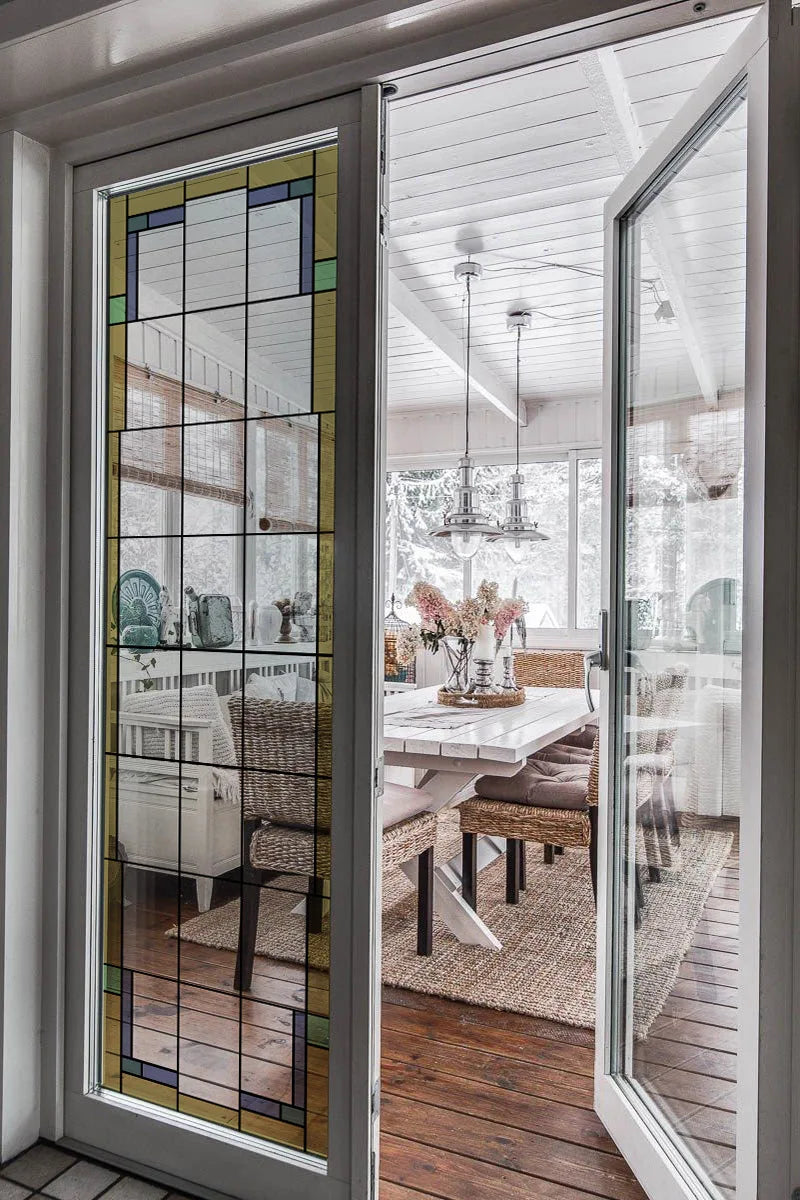 Stained Glass Window Film Transparent/Frosted Glass Sticker Static Cling Prairie Scottish for thin long Glass Door Anticollision